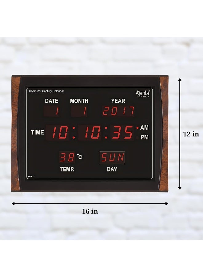 Ajanta Digital Wall Clock DC-037 – Brown Plastic Body, Extra-Wide LED Display | Large Home, Office & Corporate Wall Clock - Image 2