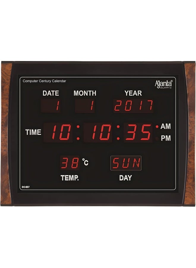 Ajanta Digital Wall Clock DC-037 – Brown Plastic Body, Extra-Wide LED Display | Large Home, Office & Corporate Wall Clock - Image 1