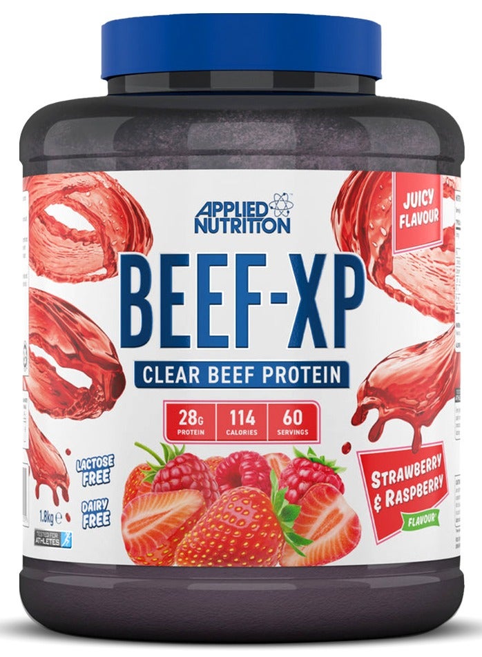 Applied Nutrition Beef Xp Clear protein isolate (Strawberry Raspberry flavour) 1.8 kg - 28g Protein, Lactose Free, Dairy free