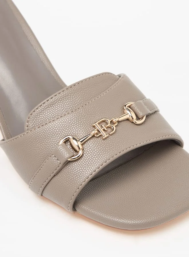 Flora Bella By Shoexpress Women Textured Slip-On Sandals with Block Heels and Buckle Accent