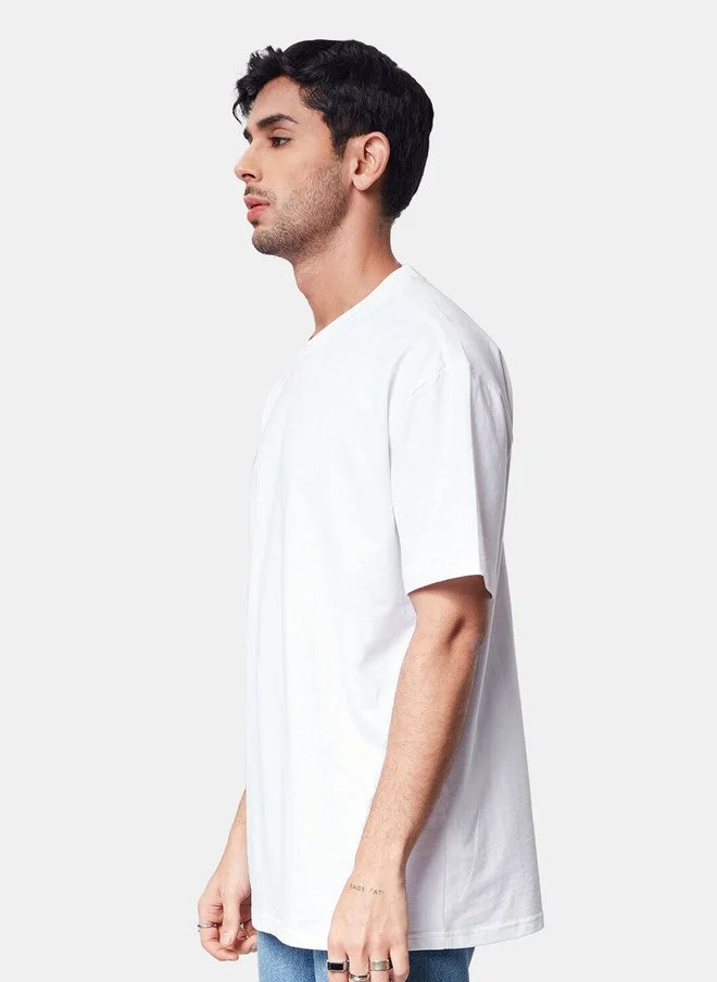 The Souled Store  The Souled Store Men Oversized Fit Solid White T-Shirt  | Best Price UAE