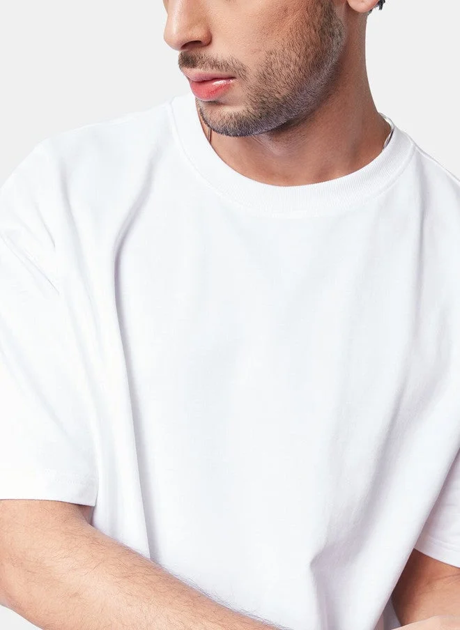 The Souled Store  The Souled Store Men Oversized Fit Solid White T-Shirt  | Best Price UAE