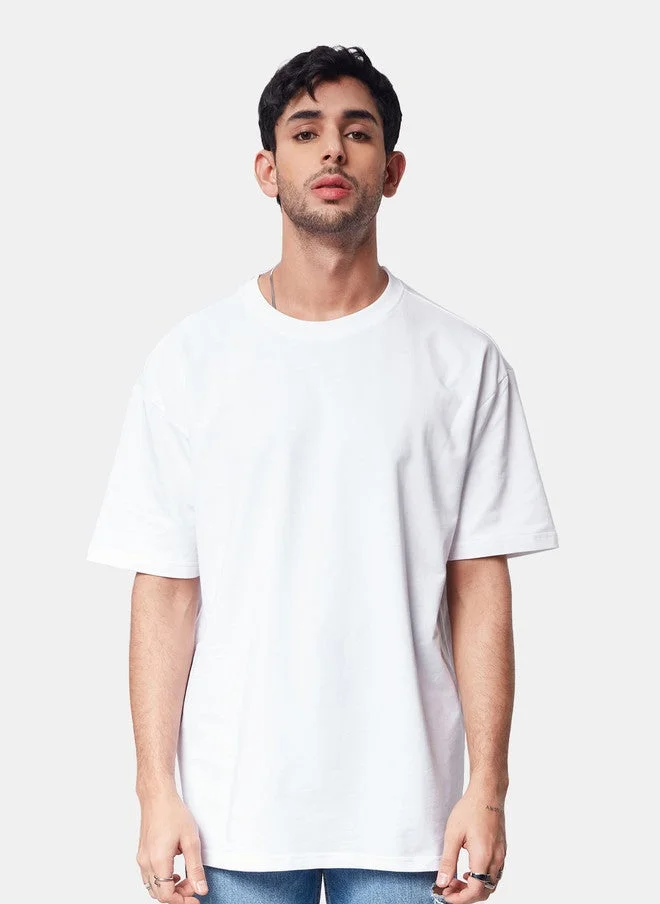 ذا سوليد ستور The Souled Store Men Oversized Fit Solid White T-Shirt