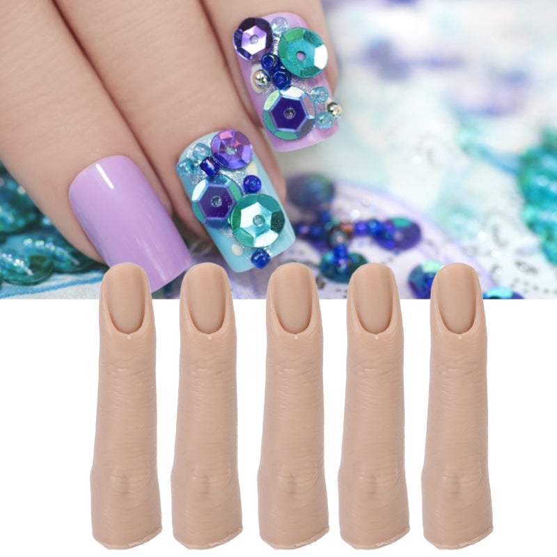 Silicone Practice Fingers Dark Skin: Flexible Joints Safe Eco-Friendly Materials - Durable Thick Nail Plate Nail Practice Models for Tattoo Manicure Acupuncture Halloween Props - Image 2