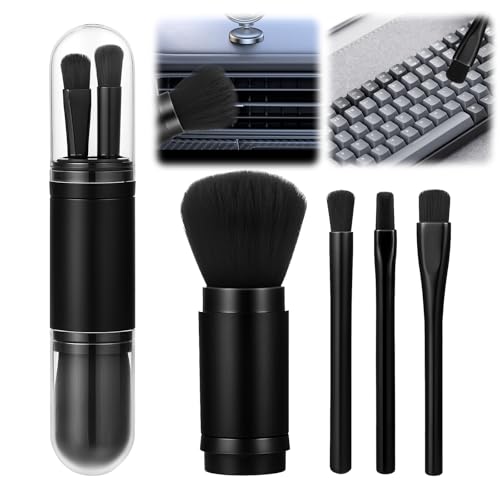 Eldraqth 4 Pack Exquisite Duster Brush Kit, Mini Keyboard Cleaning Brushes Kit Model Cleaning Brush Nylon Anti Static Electronic Dust Brushes Efficient Dust Removal for Digital Devices Car Interior - Image 1