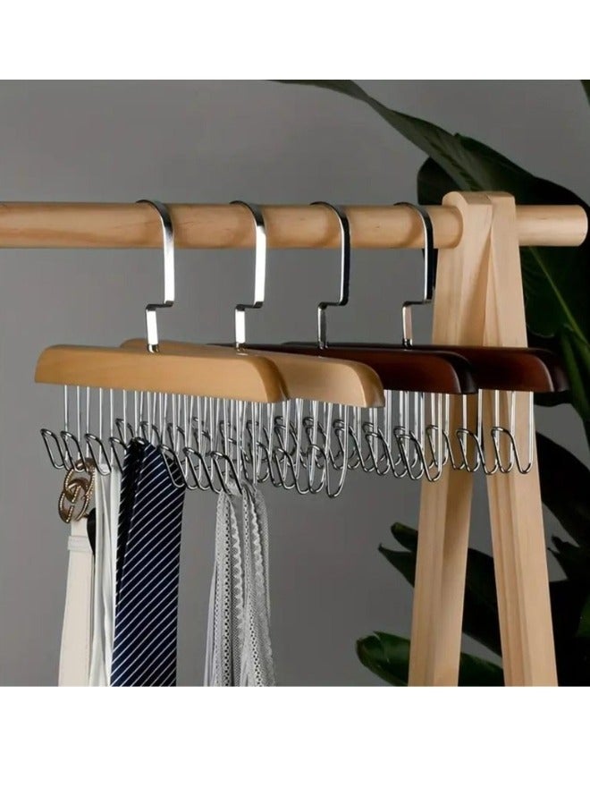 2pcs Multifunctional Hanger with 8 Hanging Hooks Made of Stainless Steel (Brown) - Image 2