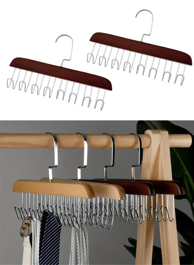 2pcs Multifunctional Hanger with 8 Hanging Hooks Made of Stainless Steel (Brown) - Image 1