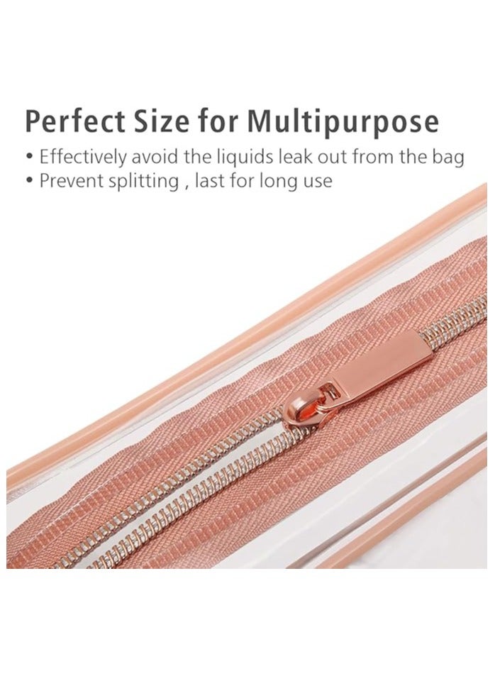 Clear Toiletry Bag, 3 Pack TSA Approved Toiletry Bag Quart Size Bag, Travel Makeup Cosmetic Bag for Women Men, Carry on Airport Airline Compliant Bag, Rose Pink, Pack of 3 - Image 3