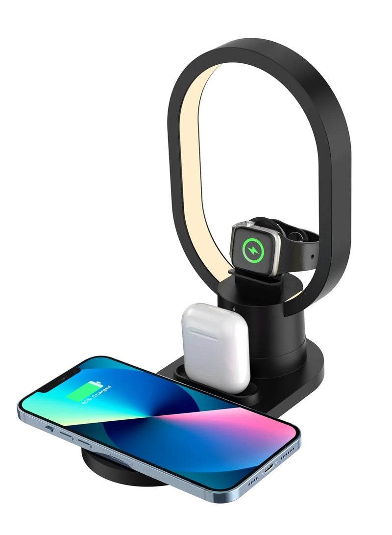 4 in 1 Bedside LED Night Light - Charger, Cell Phone Holder, Magnetism, 15W Fast Charging Table Lamp - Convenient and Versatile Charging for Bedroom  - Image 1