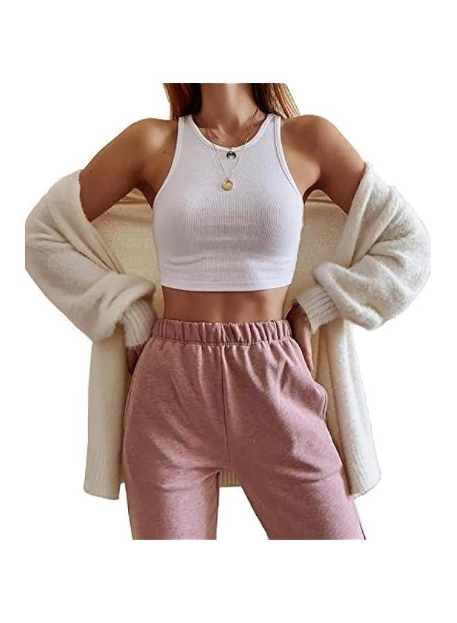 Women Casual Basic Sleeveless High Neck Rib-Knit Y2k Crop Tank Top - Image 3