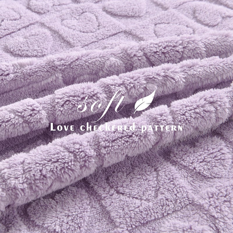 GIOKARNNA Heart Checkered Throw Blankets  for Love Mother Friends Pets 280 GSM Super Soft Warm Lightweight Fluffy Bed Blanket for Women Anniversaries(Light Purple 50""x60"") - Image 5
