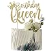 YUINYO Handmade Glitter Queen Cake Topper Happy Birthday Cake Bunting Decor Party Decoration Supplies Gold - Image 4