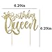 YUINYO Handmade Glitter Queen Cake Topper Happy Birthday Cake Bunting Decor Party Decoration Supplies Gold - Image 2