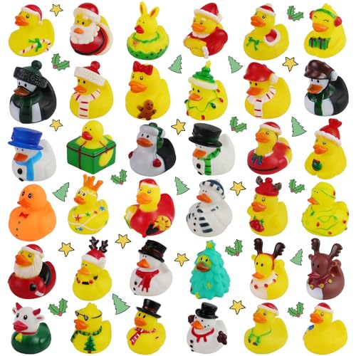 Fudragtn 36Pcs Christmas Rubber Ducks in Bulk 2 Inch Mini Christmas Ducks Bath Toys for Kids Boys Girls Holiday Rubber Ducks for Jeep Ducking Xmas Party Favors Decorations Stocking Stuffers Gifts - Image 1