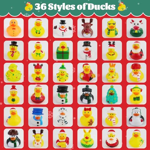 Fudragtn 36Pcs Christmas Rubber Ducks in Bulk 2 Inch Mini Christmas Ducks Bath Toys for Kids Boys Girls Holiday Rubber Ducks for Jeep Ducking Xmas Party Favors Decorations Stocking Stuffers Gifts - Image 5