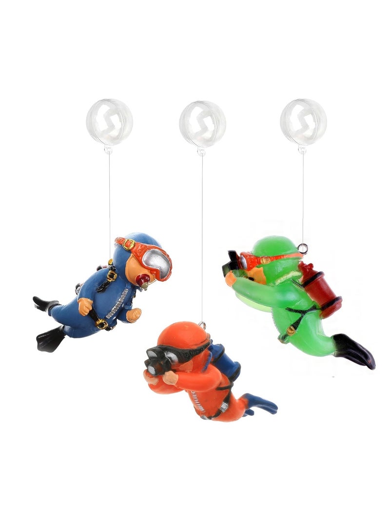 أوشيما 3pack لون مختلط عائمة ديكورات خزان الأسماك ، اكسسوارات حوض السمك لطيف غواص شخصيات لخزانات الأسماك ، سمك Playmate لخزان الأسماك مناسبة للمنزل - Image 1