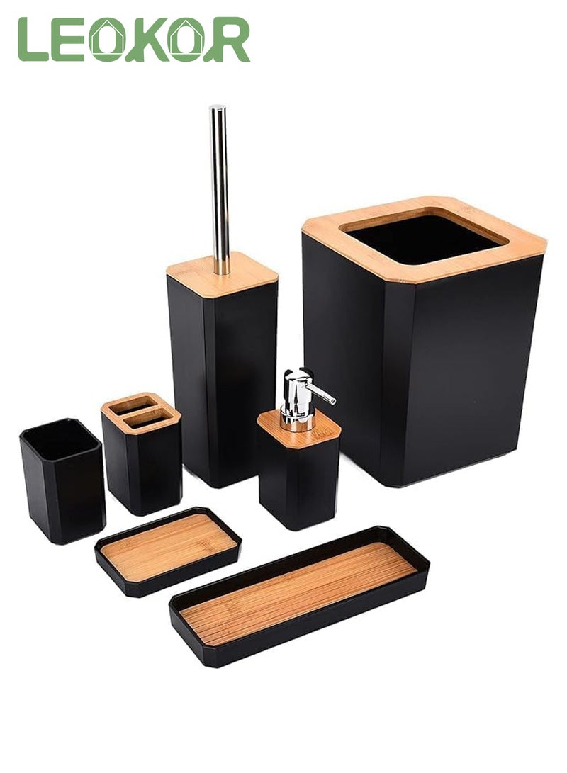 ليوكور طقم اكسسوارات الحمام 7 قطع باللون الأسود - Image 1