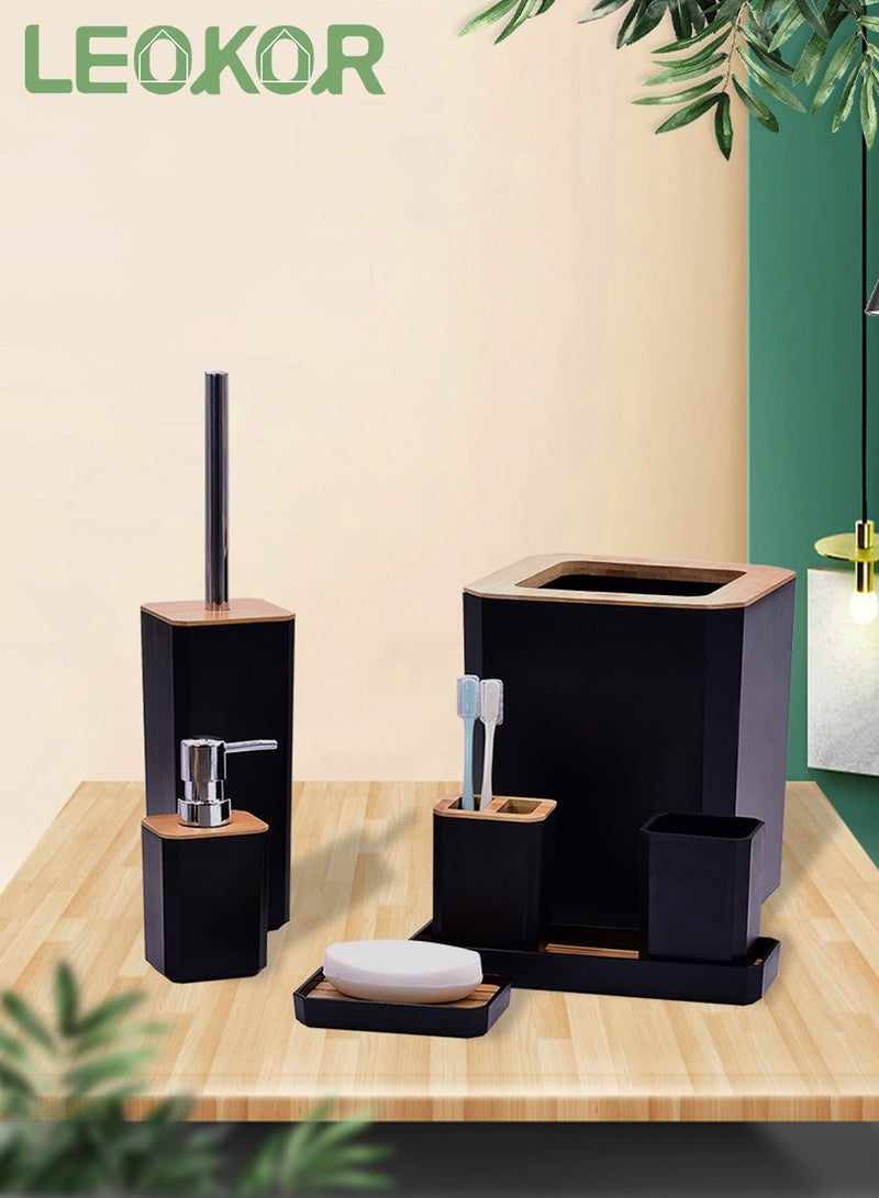 ليوكور طقم اكسسوارات الحمام 7 قطع باللون الأسود - Image 2