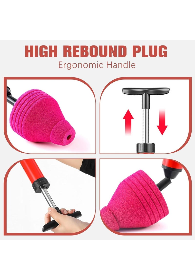 High Pressure Toilet Unblock, One Shot Toilet Pipe Plunger, Upgraded Stainless Steel Toilet Plunger Kit, High Pressure Air Drain Clog Remover Plumbing Tool for Toilet, Bathroom, Floor Drain, Sewer