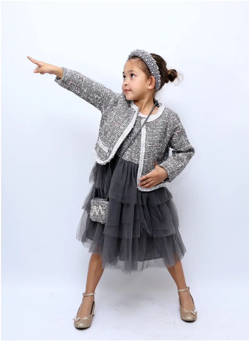 D'Daniela Julietta Party Dress Grey Colour with Jacket