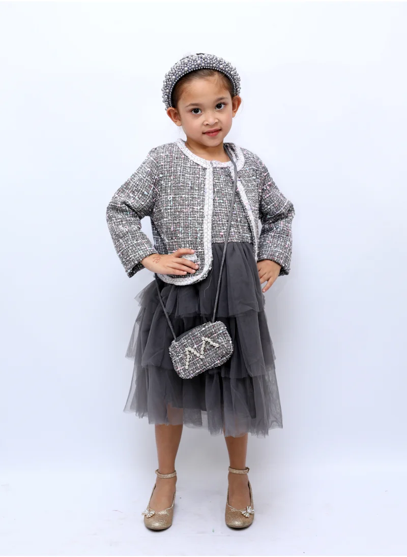 D'Daniela Julietta Party Dress Grey Colour with Jacket