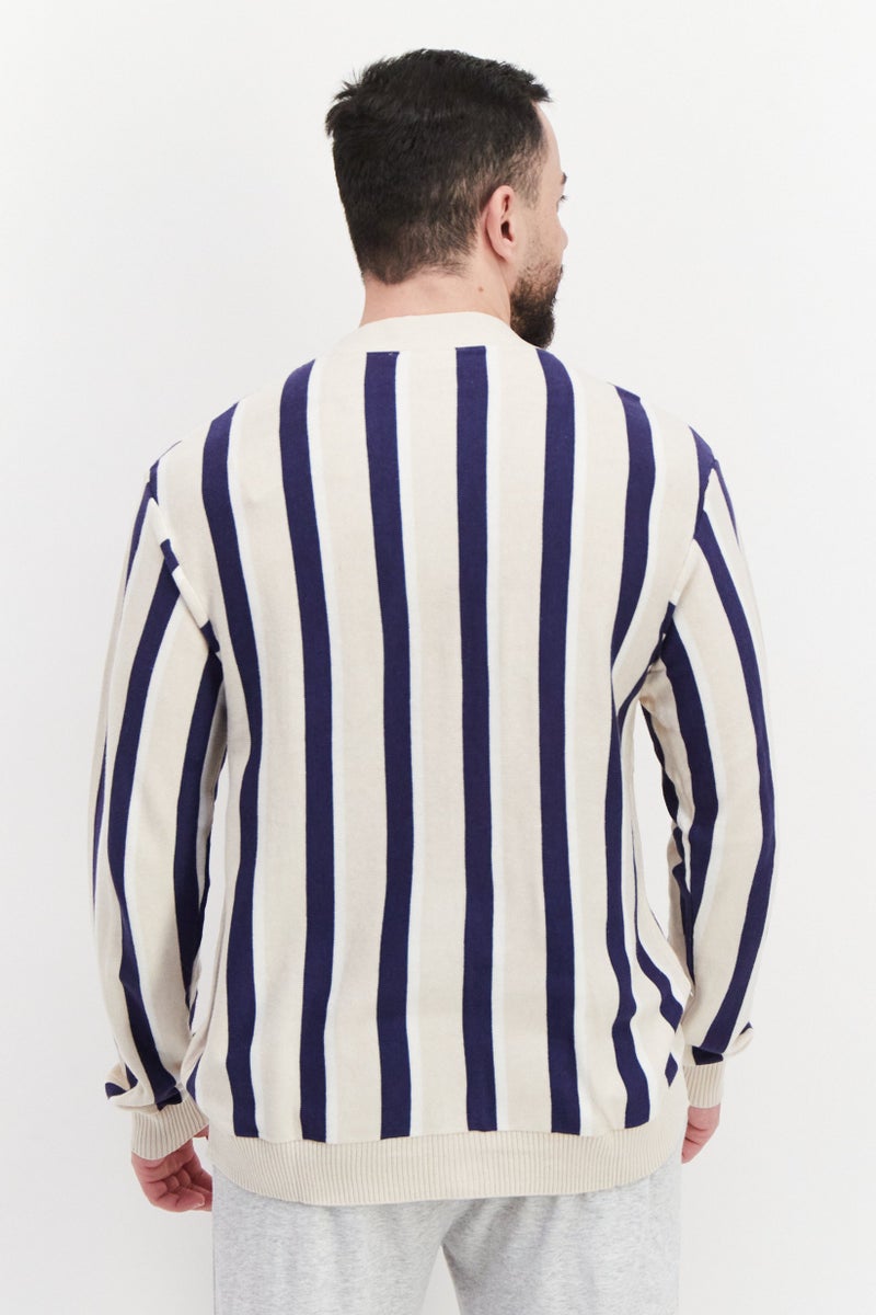 FILA Men Sportswear Fit V Neck Long Neck Outdoor Cardigan, Beige - Image 3