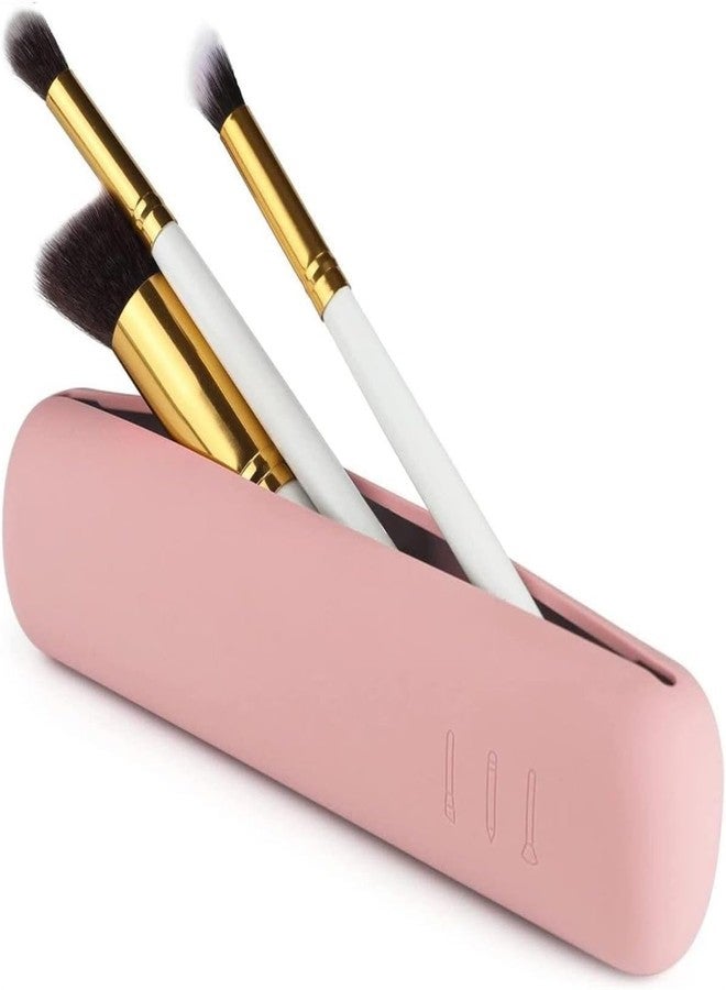 COLBEX Silicone Large Makeup Brush Holder,Cosmetic Face Brushes Pouch,Magnetic Anti-Fall Out, Soft and Sleek Makeup Tools Organizer for Travel Cosmetic Bag (Light Pink) - Image 1
