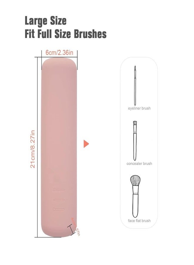 COLBEX Silicone Large Makeup Brush Holder,Cosmetic Face Brushes Pouch,Magnetic Anti-Fall Out, Soft and Sleek Makeup Tools Organizer for Travel Cosmetic Bag (Light Pink) - Image 2