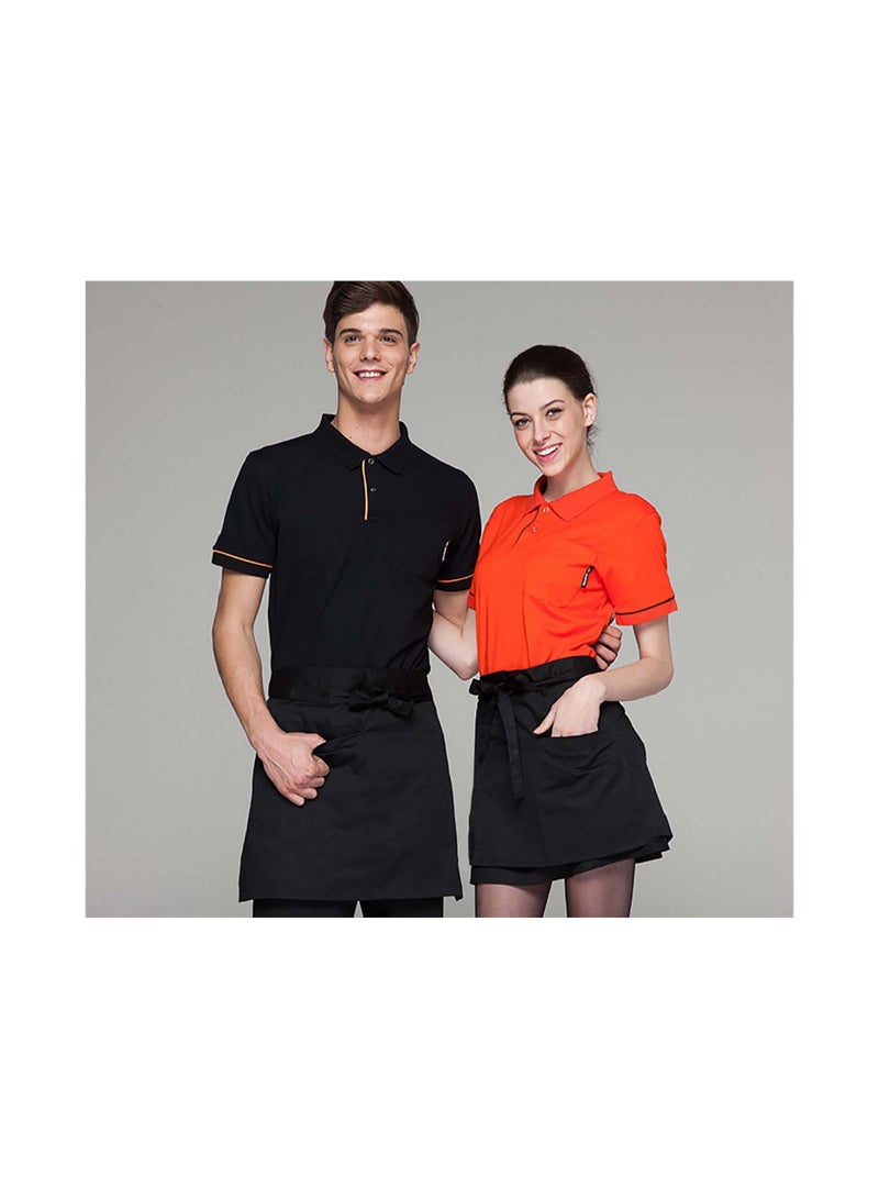 سيوسي مريلة الخصر ، نصف مريلة ، مريلة خصر خادم النادل للنساء والرجال ، مقاومة للبقع والتجاعيد للطهي في المنزل والمطبخ ، النوادل ، الحديقة ، القهوة ، مقاس واحد يناسب الجميع (أسود 2 قطعة) - Image 4