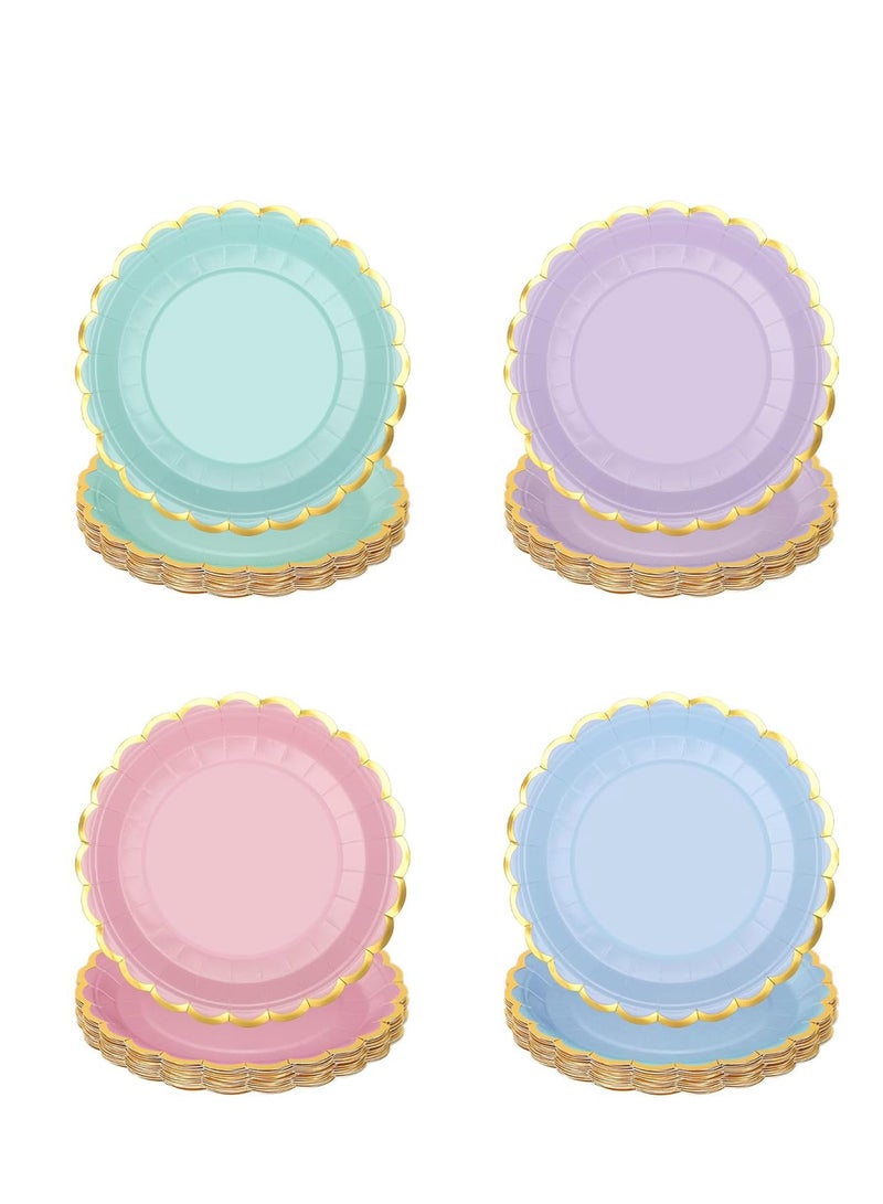 40Pcs Dessert Paper Plates 7inch Gold Foil Edge Disposable Cake Plates for Tea Party Birthday Bridal Baby Shower Wedding Party Supplies  - Image 1