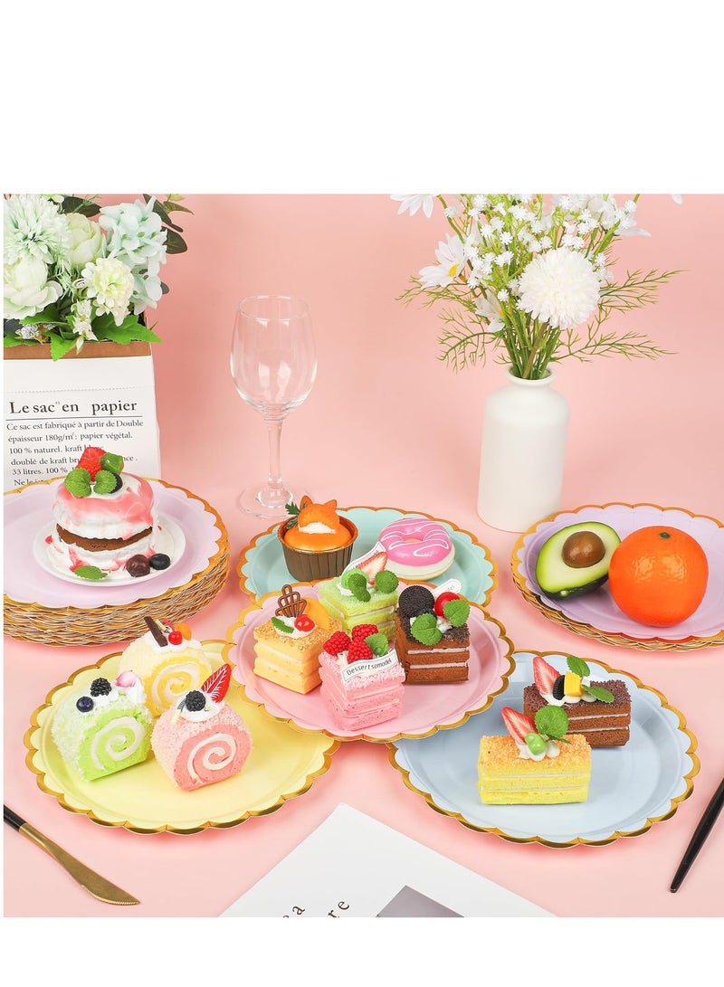 40Pcs Dessert Paper Plates 7inch Gold Foil Edge Disposable Cake Plates for Tea Party Birthday Bridal Baby Shower Wedding Party Supplies  - Image 4
