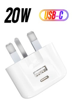 USB C Fast Charger Plug with 20W for iPhone 14/14 Plus/14 Pro/14 Pro Max 13 Pro Max,12 11 SE 2020 XS XR 8 7 6S Plus, iPad, Air Pods Pro, S22, USBC PD 3.0 Mains UK Type C Wall Charging Power Adapter