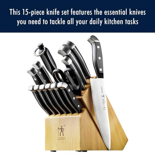 HENCKELS Premium Quality 15-Piece Knife Set with Block, Razor-Sharp, German Engineered Knife Informed by over 100 Years of Masterful Knife Making, Lightweight and Strong, Dishwasher Safe - Image 2