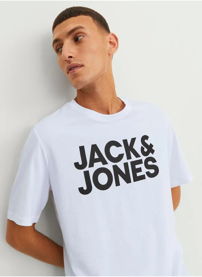 JACK & JONES Logo Print Crew Neck T-Shirt