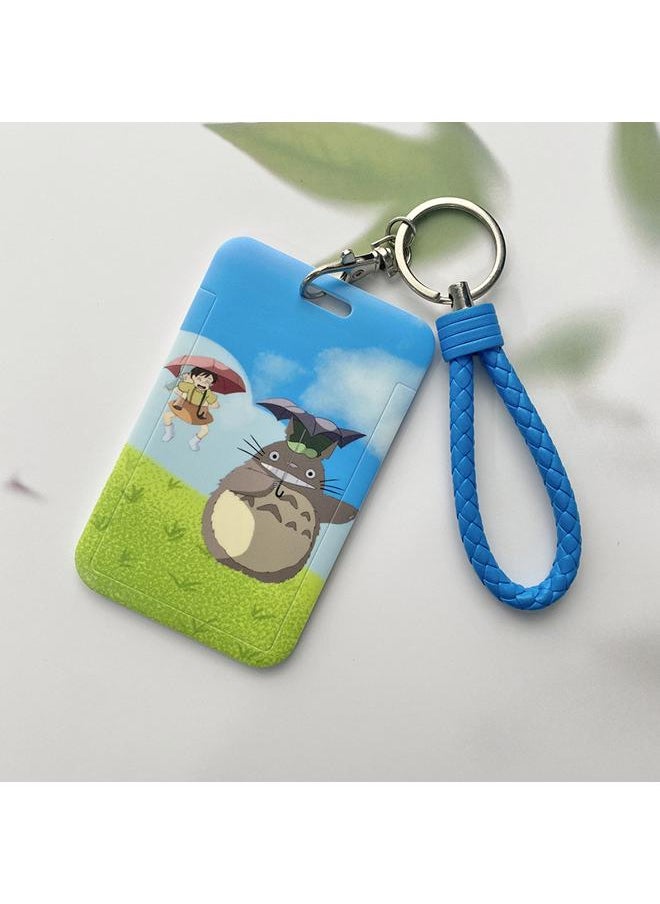 Generic - Anime ID Card Holder with Wrist Strap Totoro on Grassland Painting For Keys Keychain Badge Holder Compatible with Credit Card / Student Card / Bus Transportation Card - Image 1
