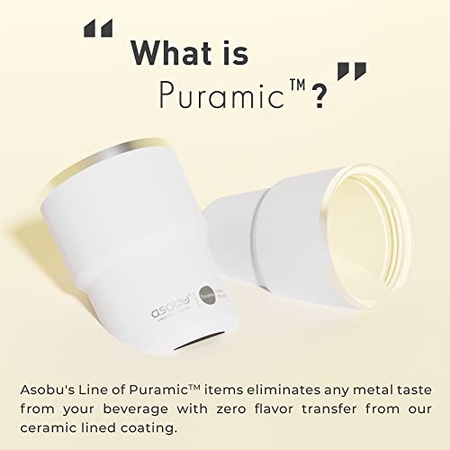asobu Travel Mug Ceramic Coated Stainless Steel Insulated with Leak and Spill Proof Lid Fits Standard Cup Holders 12 oz Tumbler White - Image 3