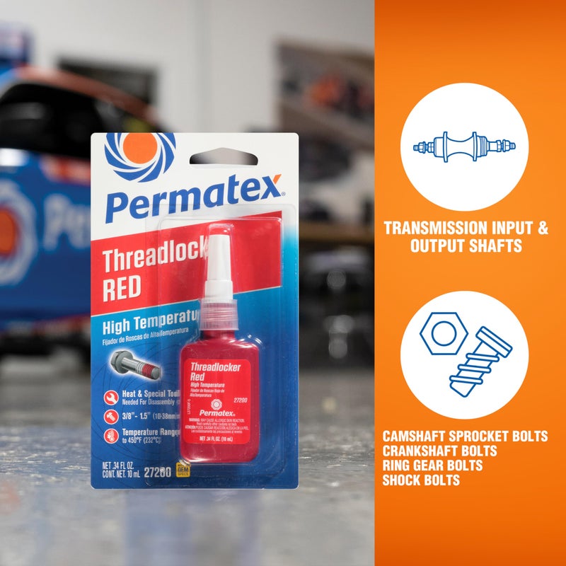Permatex 27200 Hiigh Temperature Threadlocker Red, 10 ml - Image 3