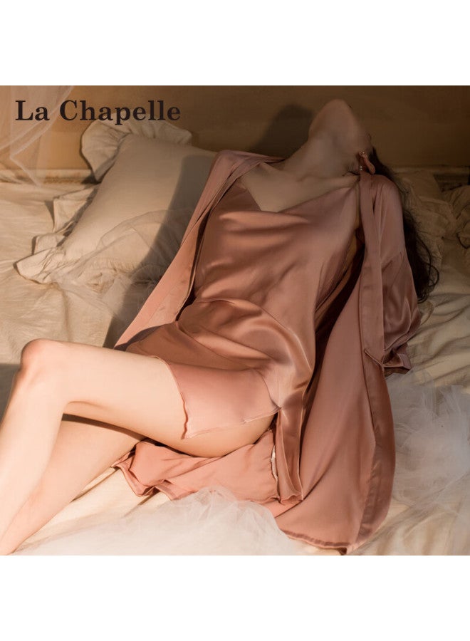 La Chapelle Style Women's Sleepwear Nightgown Robe Faux Silk Camisole Lingerie Homewear Set Gift For Girlfriend - Image 5