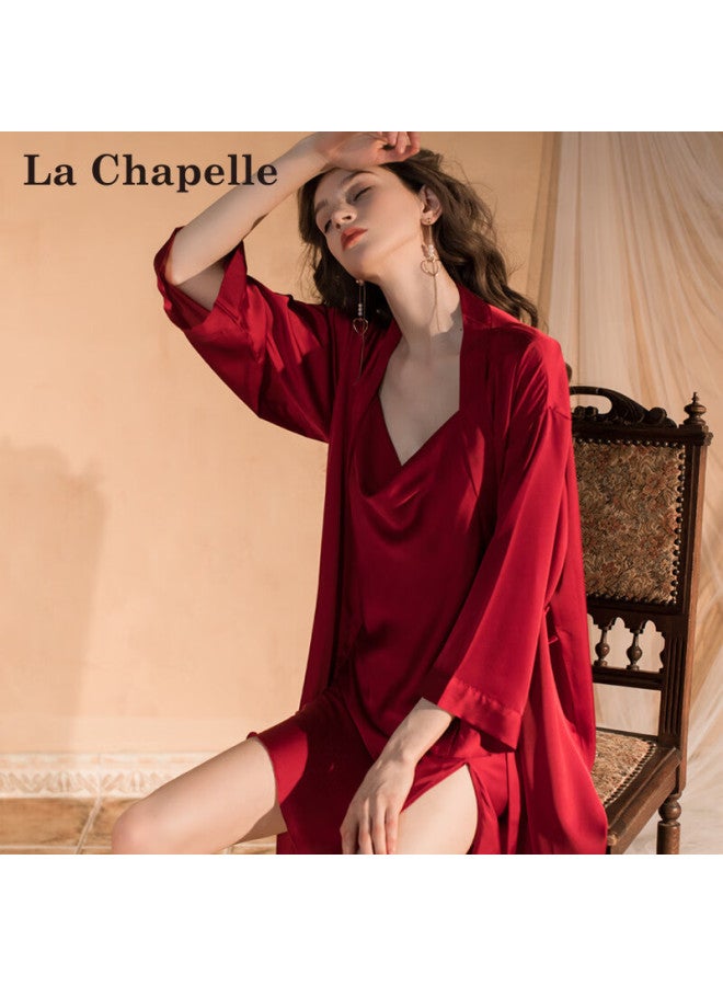La Chapelle Style Women's Sleepwear Nightgown Robe Faux Silk Camisole Lingerie Homewear Set Gift For Girlfriend - Image 1