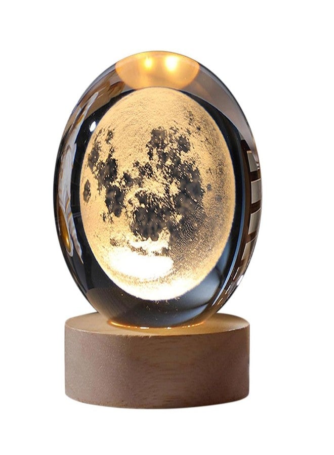 SWEEVAN 3D Moon Crystal Ball Night Lamp, Solar System Crystal Ball Night Light, USB Table Colorful LED Wooden Crystal Ball for Home Decoration Birthday Gift for Teens Boys and Girls - Image 1