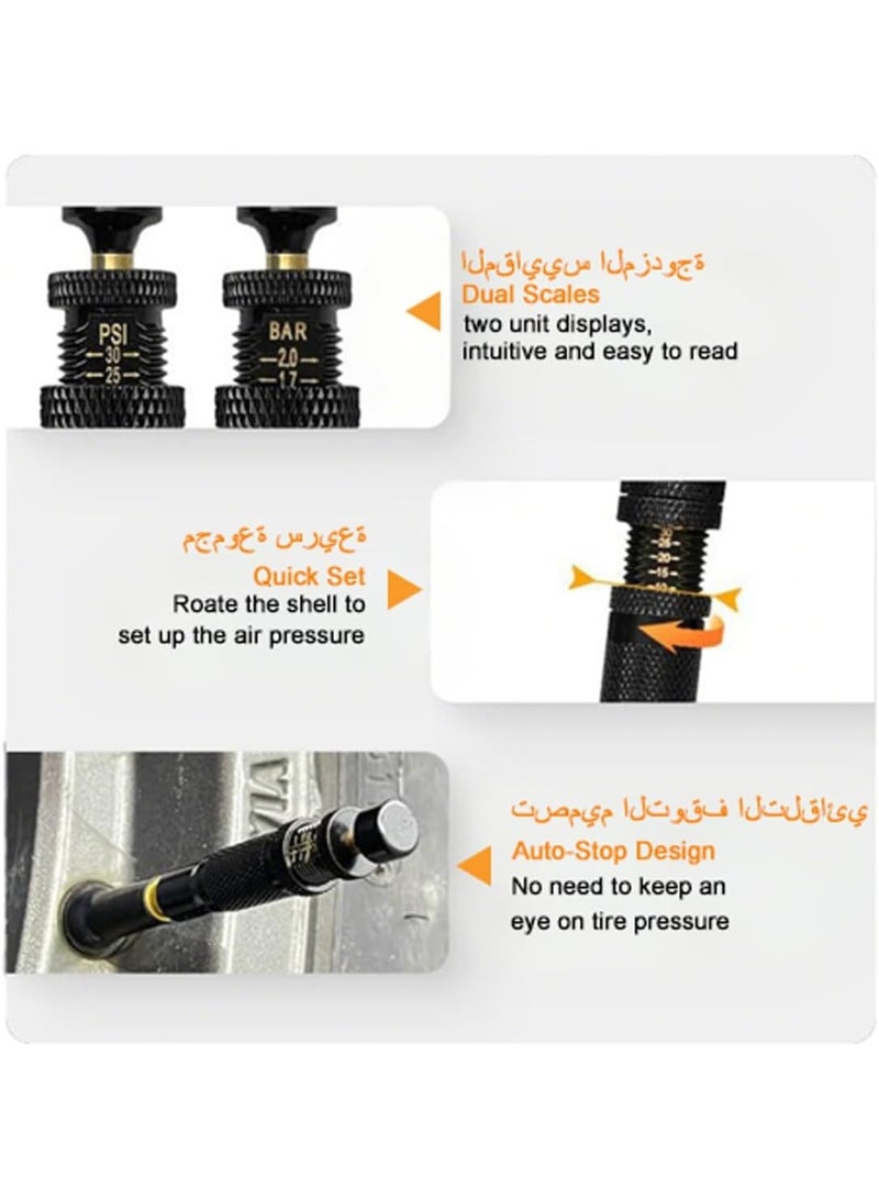 4-Piece Tire Inflator Valve Kit,10-30 PSI/0.7-2 BAR , Adjustable with 4 Valve Caps, Durable Brass Carrying Case, Tire Inflator Tool for Off-Road, Trucks, ATVs - Image 4