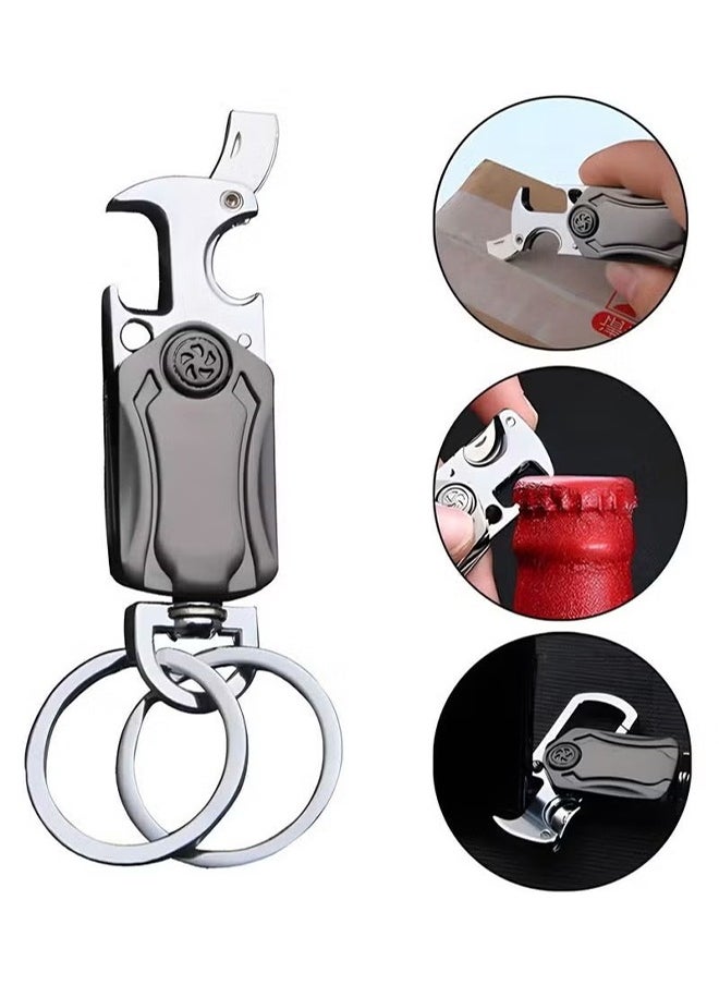 HY - Heavy Duty Keychain Opener with 2 Keyrings Car Keychains, Bottle Opener, Fingertip Gyroscope, Auto Parts, 360 Degree Rotatable, Bottle Opener, Carabiner Car Key Chains - Image 1