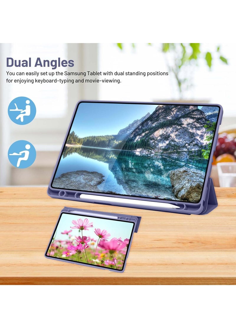 ELTRAZONE Case Compatible with Samsung Galaxy Tab A9 Plus / A9+ 11 Inch 2023, SM-X210/X216/X218 | Trifold Stand Protective Case with Pen Holder | Auto Sleep/Wake Function | Durable Blue Grey Case for Samsung Tab A9+ Protection - Image 4