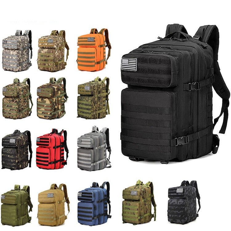 Tactical Hiking Backpack with 45L Large Capacity and Multi Compartments for Outdoor Sports in Camouflage Green
