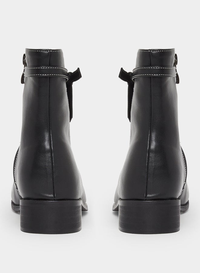 ستايلي حذاء بوت بطول الكاحل ومقدمة مربعة مع تفاصيل عقدة - Image 5