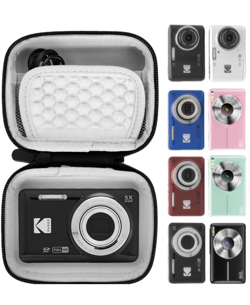 Lecran Digital Camera Case for Kodak Pixpro FZ55/F45, Compatible with CAMKORY & Canon IXUS 285 HS, Compact Protective Carrying Case with Mesh Pocket and Wrist Strap – Black - Image 1