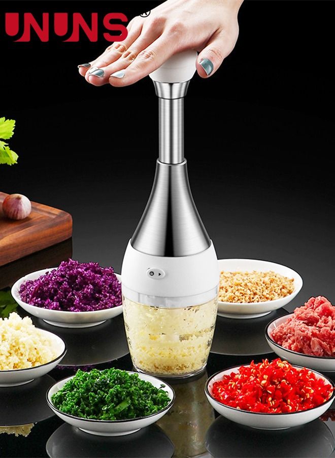 UNUNS Manual Food Chopper,Express Hand Held Garlic Chopper,Multi-function Ginger And Garlic Chopper,Chop Cut Fruits,Vegetables,Herbs,Onions - Image 1
