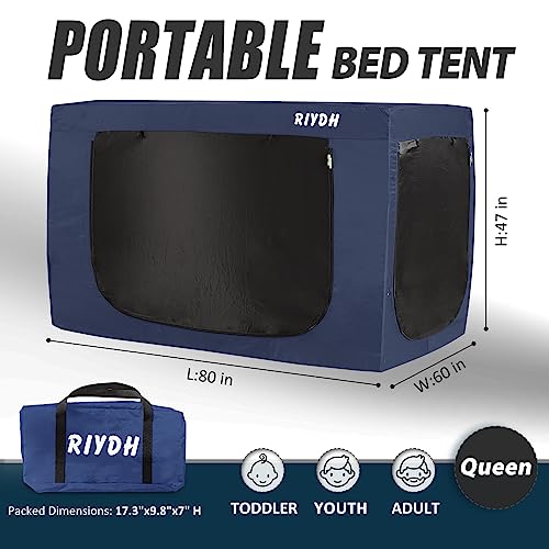 RIYDH Bed Tent Queen Bed Canopy Tents - Portable Dream Tent for Kids and Adult Indoor Sleeping Tents 93% Blackout with 3 Doors Breathable Big Space - Image 5