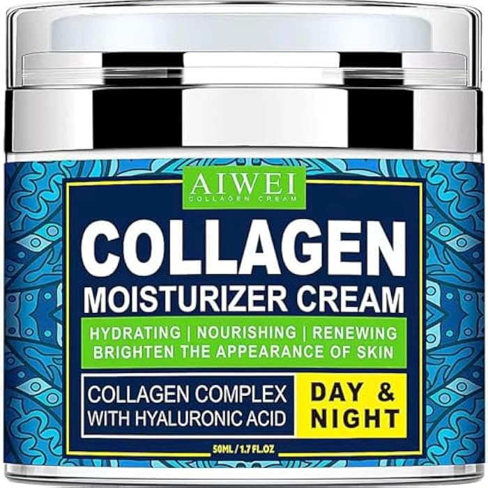 AIWEI Face Moisturizer Collagen Cream - Moisturizing, Hydrating & Recovery - Day Night Face Cream with Retinol and Hyaluronic Acid for Men & Women - 1.7 oz - Image 1