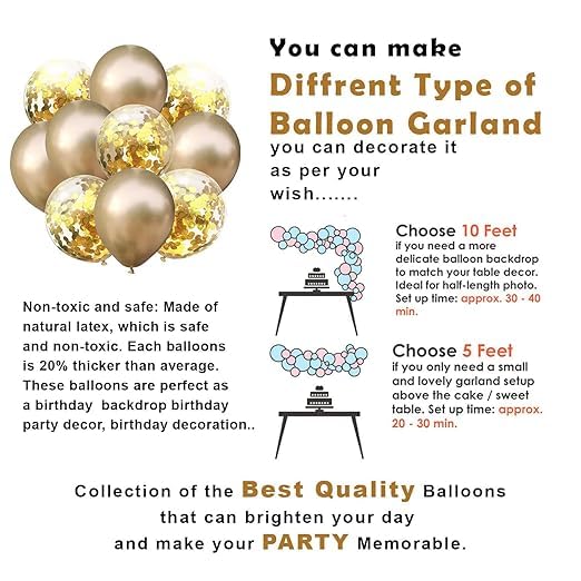 BRIJBAZAAR Chrome Balloon Decoration 10 Pcs Balloons For Decoration | Golden Chrome Balloons | Gold Balloon | Chrome Balloons Golden - Image 3